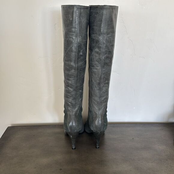 Gianni Bini Marlow Suede Leather Gray/Green Knee-High Boots Women's Size 6M GUC - Picture 3 of 14
